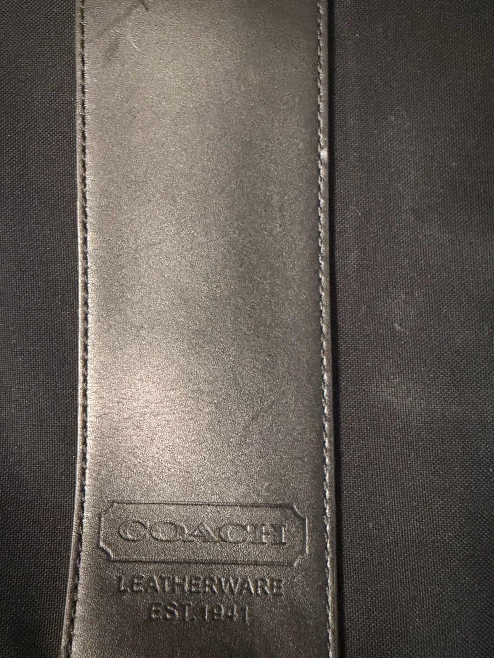 Coach Black Leather Strap with Embossed Logo